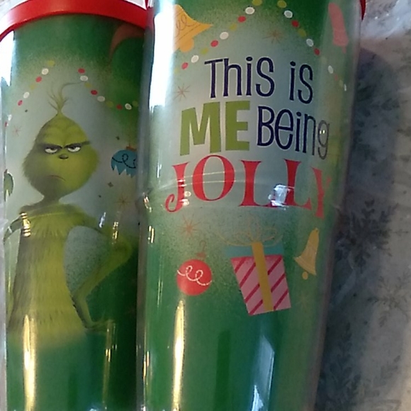 BNWT The Grinch Dr Seuss 2 travel mugs large - Picture 2 of 4